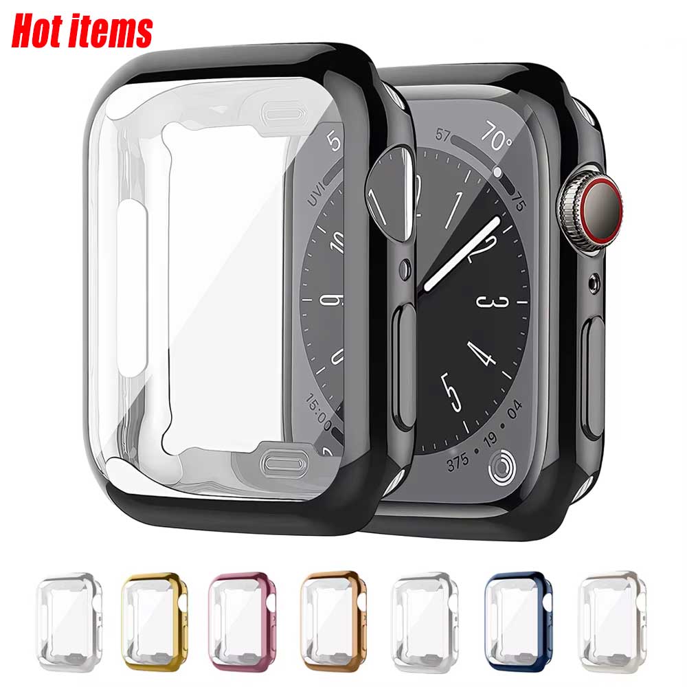 Garmin Smartwatch Accessories - Apple Watch用シリコンスクリーンプロテクター,バンパーケース,iwatchシリーズ3、4、5、6、se、7、8、9、44mm、40mm、45mm用バンパー41mm, 42mm, 46mm, 38mm