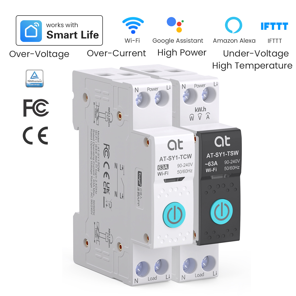 Smart Accessories - Tuya WiFi サーキットブレーカー スマート 1P+N 63A