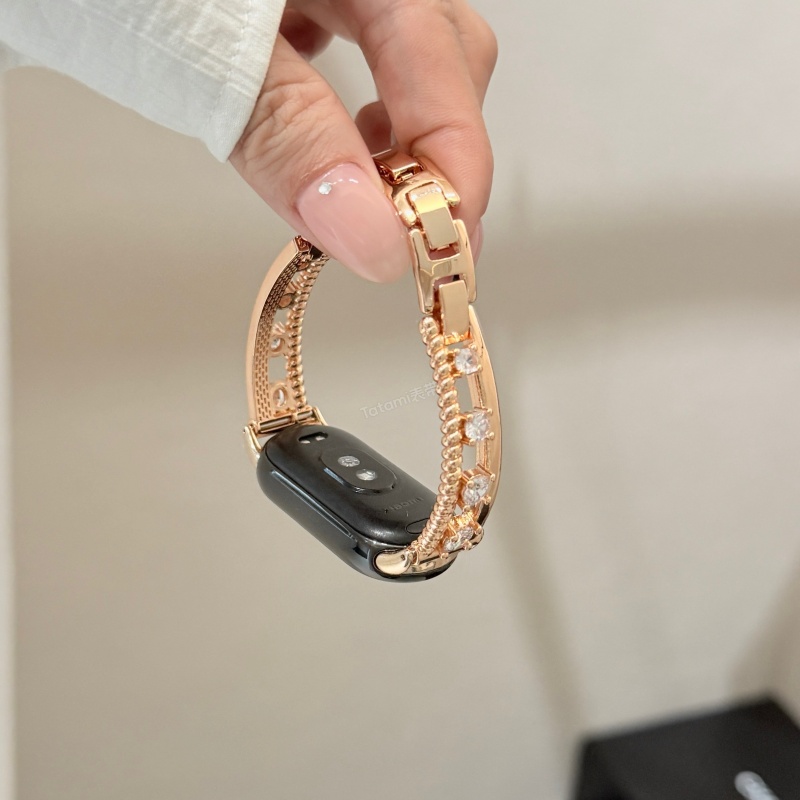 Xiaomi Smartwatch Accessories - ダイヤモンドがちりばめられた金属製ブレスレットは、Xiaomi Band 8Pro/9Pro、Mi band 3/4/5/6/7、8/8NFC/9/9NFC/10/10NFC、などに適しています。