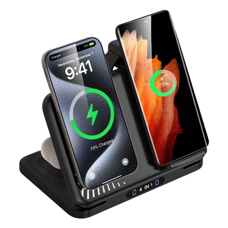 Wireless Charger Watch - 4 in 1 デュアルフォン ワイヤレス充電スタンド 磁気急速充電