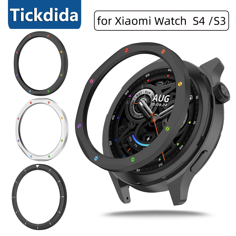 Xiaomi Smartwatch S4 Accessories - Xiaomi Watch用の金属製ベゼル付きケース,時計用の保護ケース,シェル,e-SIMアクセサリー,フィルム付きプロテクター