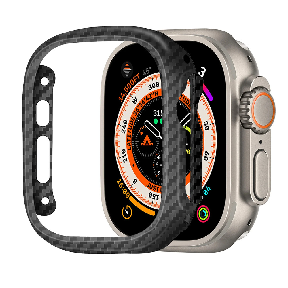 Watch Face Protector - ケブラー炭素繊維薄型ケース Apple Watch Ultra 49mm アラミド繊維カバー
