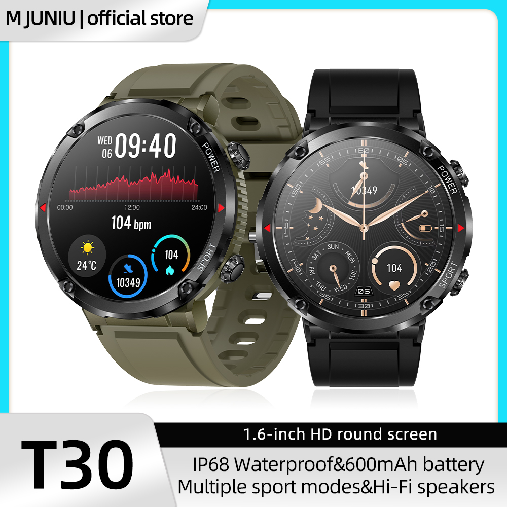 Smartwatch M Active - スマートスポーツウォッチ,防水スポーツトラッカー,ラウンドスクリーン,Bluetooth通話,心拍数モニター,hi-fiスピーカー,IP68, 1.6インチ,400x400