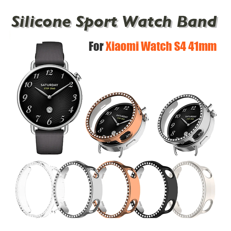 Xiaomi Smartwatch Accessories - 単列ドリル中空ケース Xiaomi 時計 S4 41 ミリメートルスマートウォッチストラップ保護カバーバンパースクリーンプロテクターシェルアクセサリー