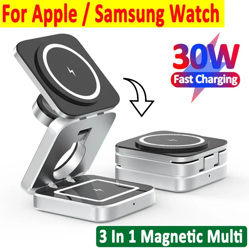 Wireless Charger Watch - 磁気ワイヤレス充電スタンド,急速充電ステーション,iPhone 16 15 14 13 12