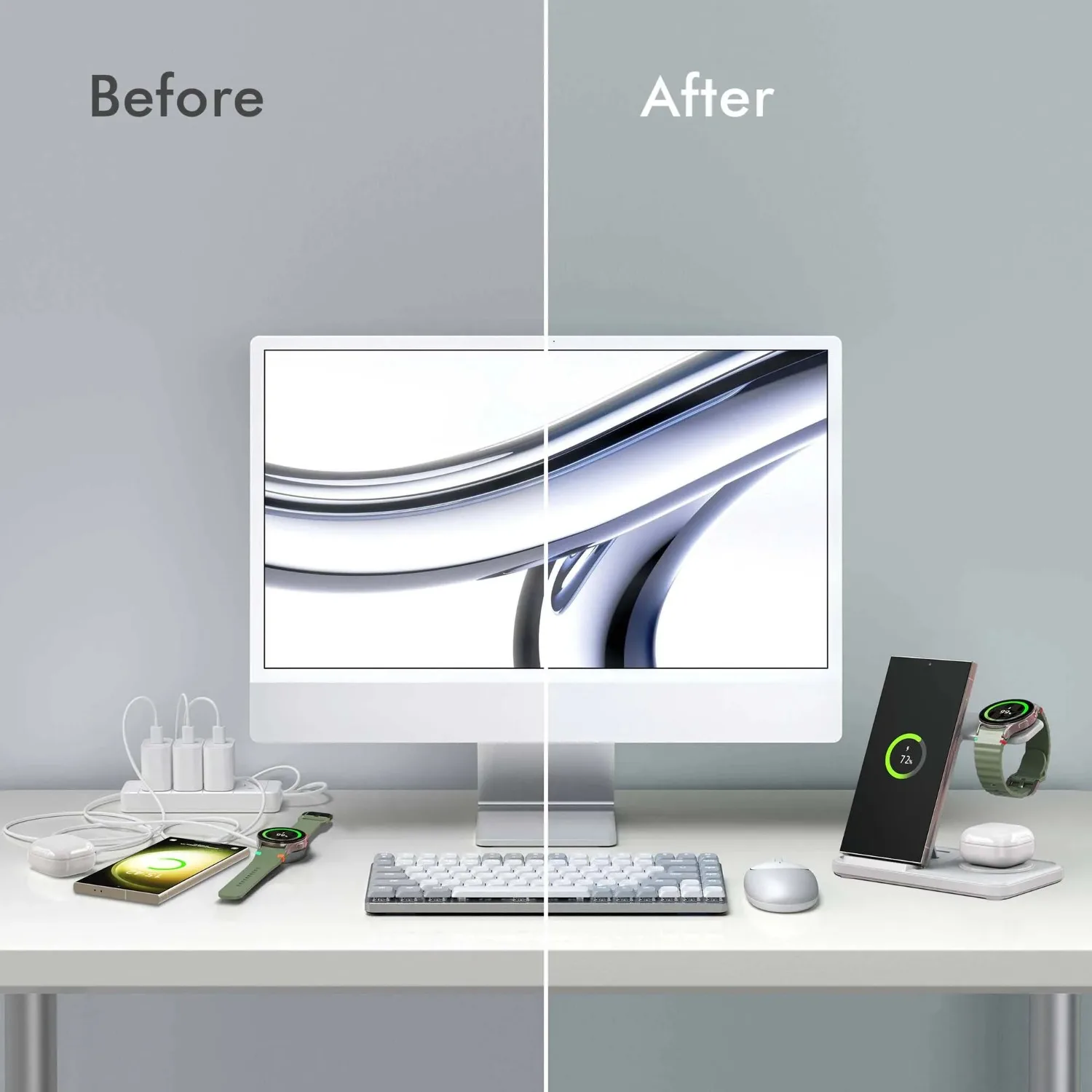 デスクトップ3-in-1ワイヤレス充電ステーション（Sams - Wireless Charger Watch のレビューと価格