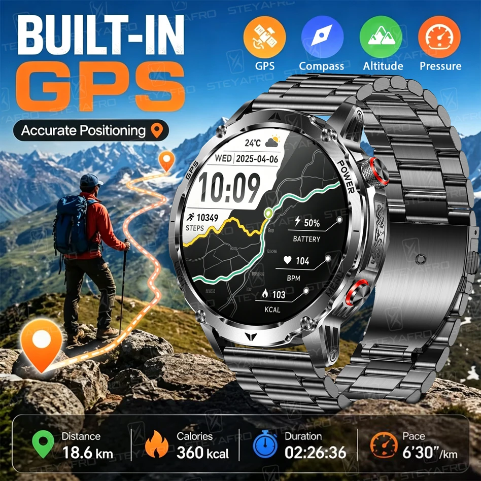 メンズミリタリースマートウォッチ GPS搭載 1100mAh - Smartwatch M Active のレビューと価格