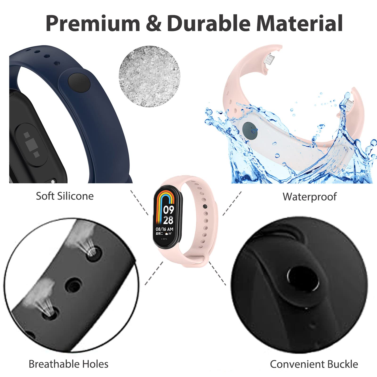 Xiaomi Mi Band 8用のスペアシリコンブレスレッ - Xiaomi Smartwatch Accessories のレビューと価格