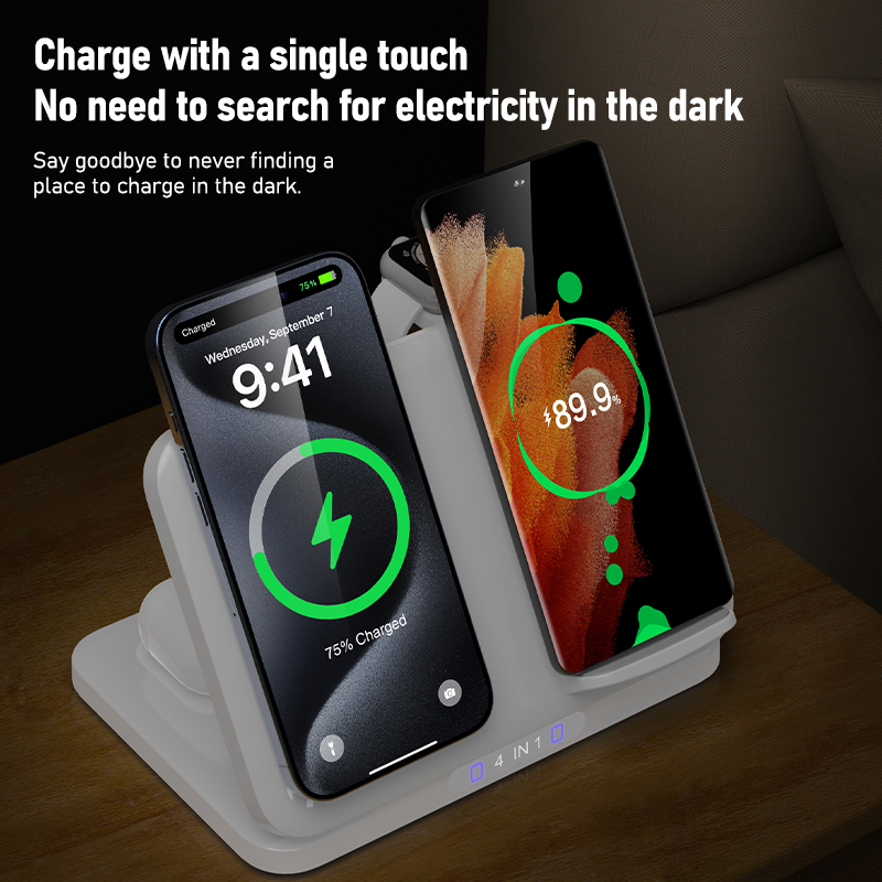 4 in 1 デュアルフォン ワイヤレス充電スタンド 磁気急 - Wireless Charger Watch のレビューと価格
