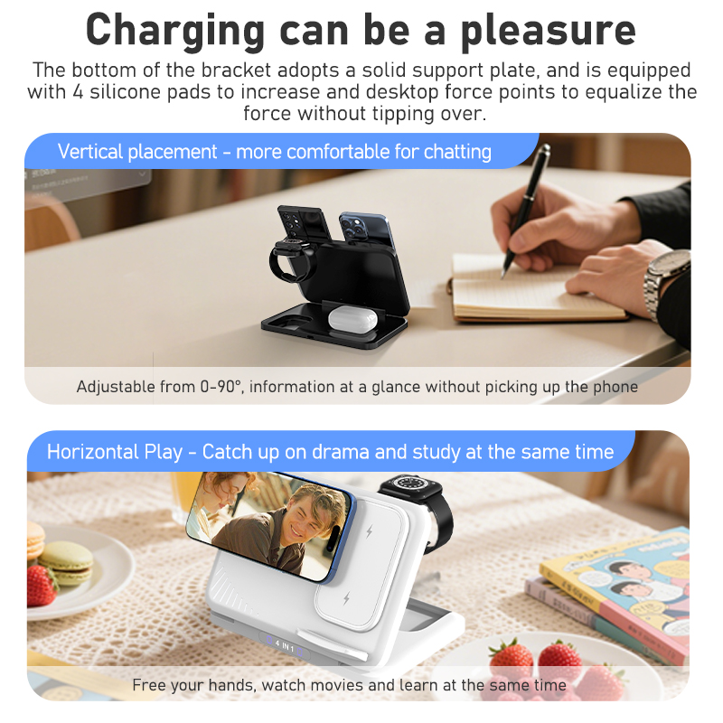 4 in 1 デュアルフォン ワイヤレス充電スタンド 磁気急 - Wireless Charger Watch のレビューと価格