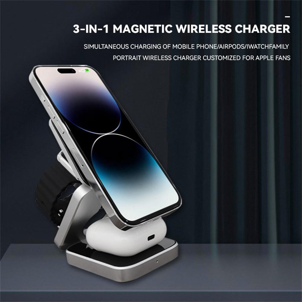 折りたたみ可能な磁気ワイヤレス充電器スタンドマグネットサムス - Wireless Charger Watch のレビューと価格