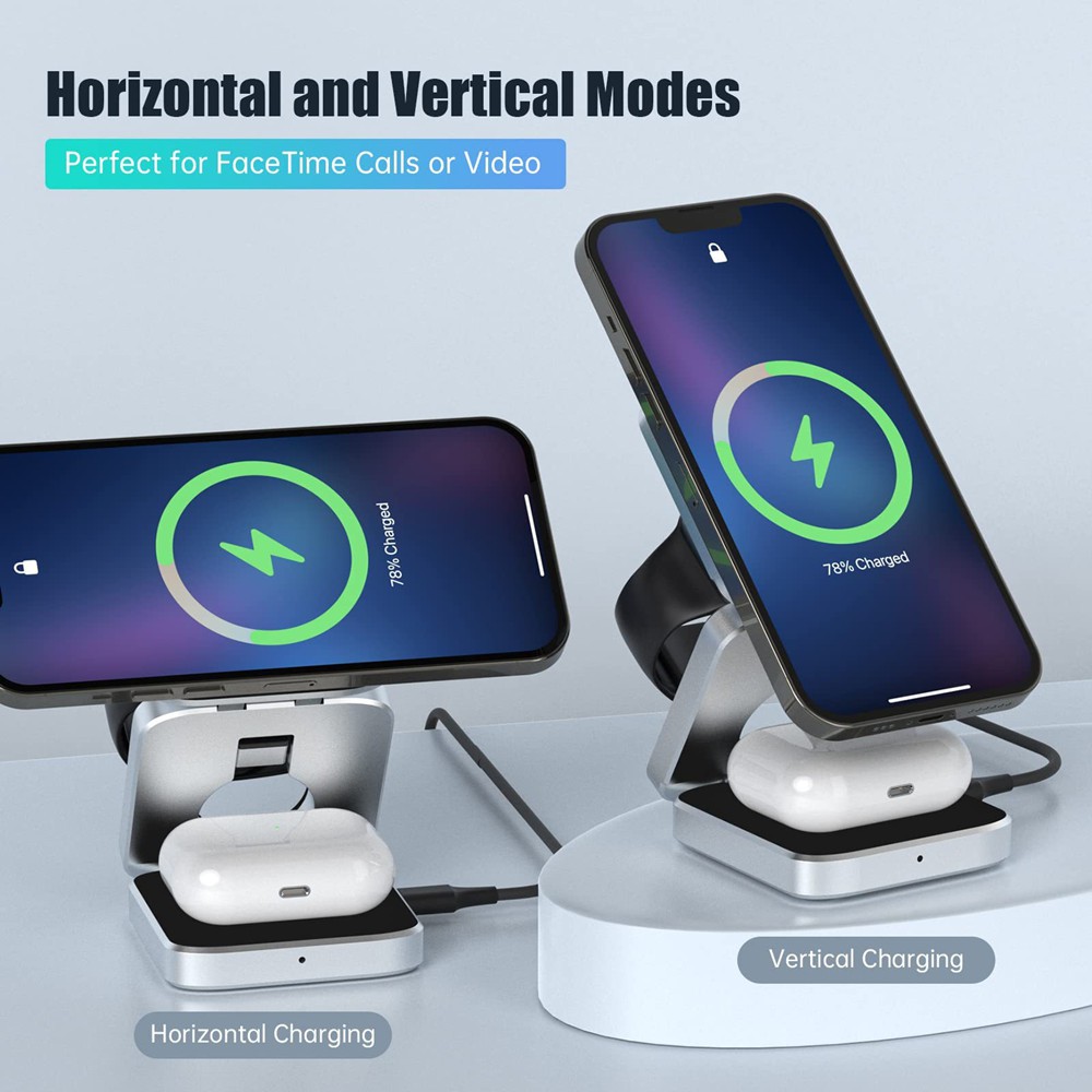 折りたたみ可能な磁気ワイヤレス充電器スタンドマグネットサムス - Wireless Charger Watch のレビューと価格